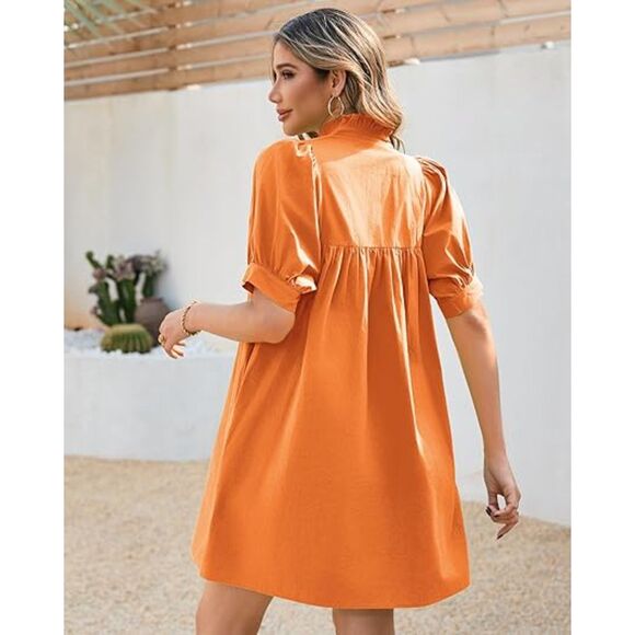 Ruffle Collar High Neck Mini Dress, SZ S, 4E-147D004 - Picture 2 of 2